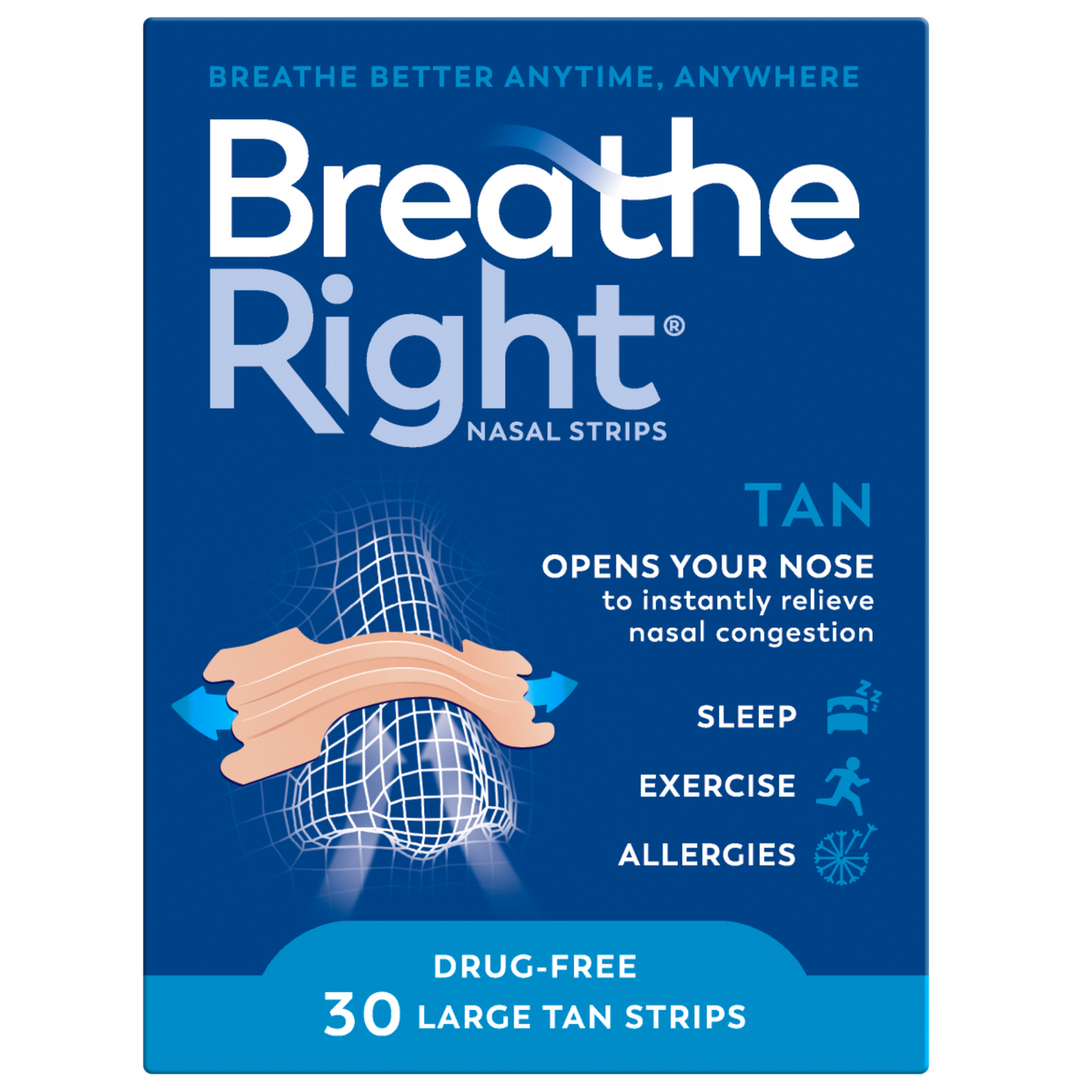 Breathe Right Nasal Strips Tan Large 30s