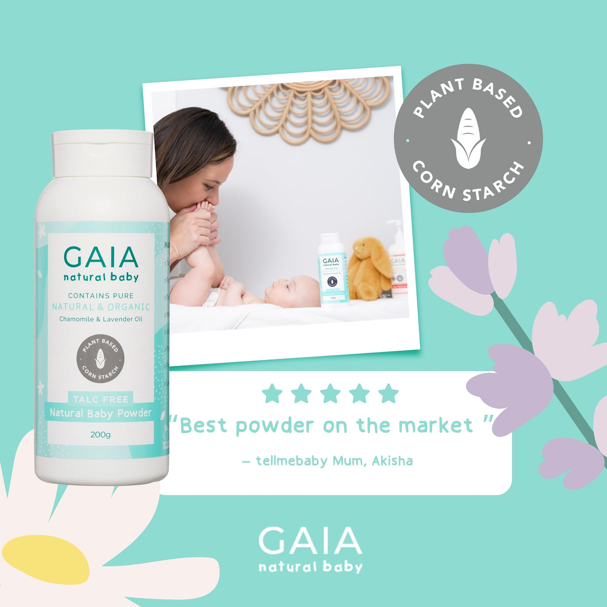 GAIA Talc Free Natural Baby Powder 200g