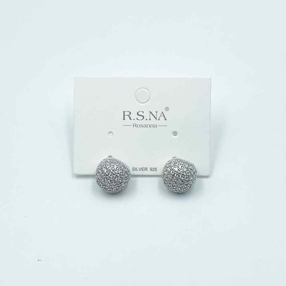 Rosanna Earrings Dimple Sphere Silver Stud