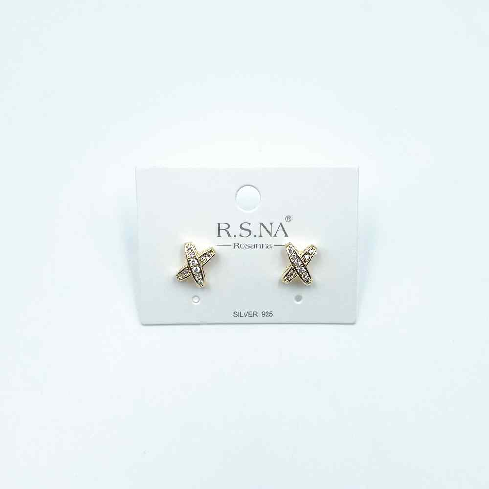 Rosanna Earrings Solid Metal Cross Gold