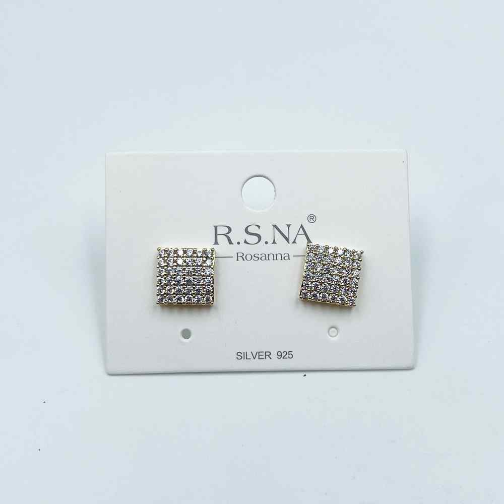 Rosanna Earrings Diamante Square Stud Gold