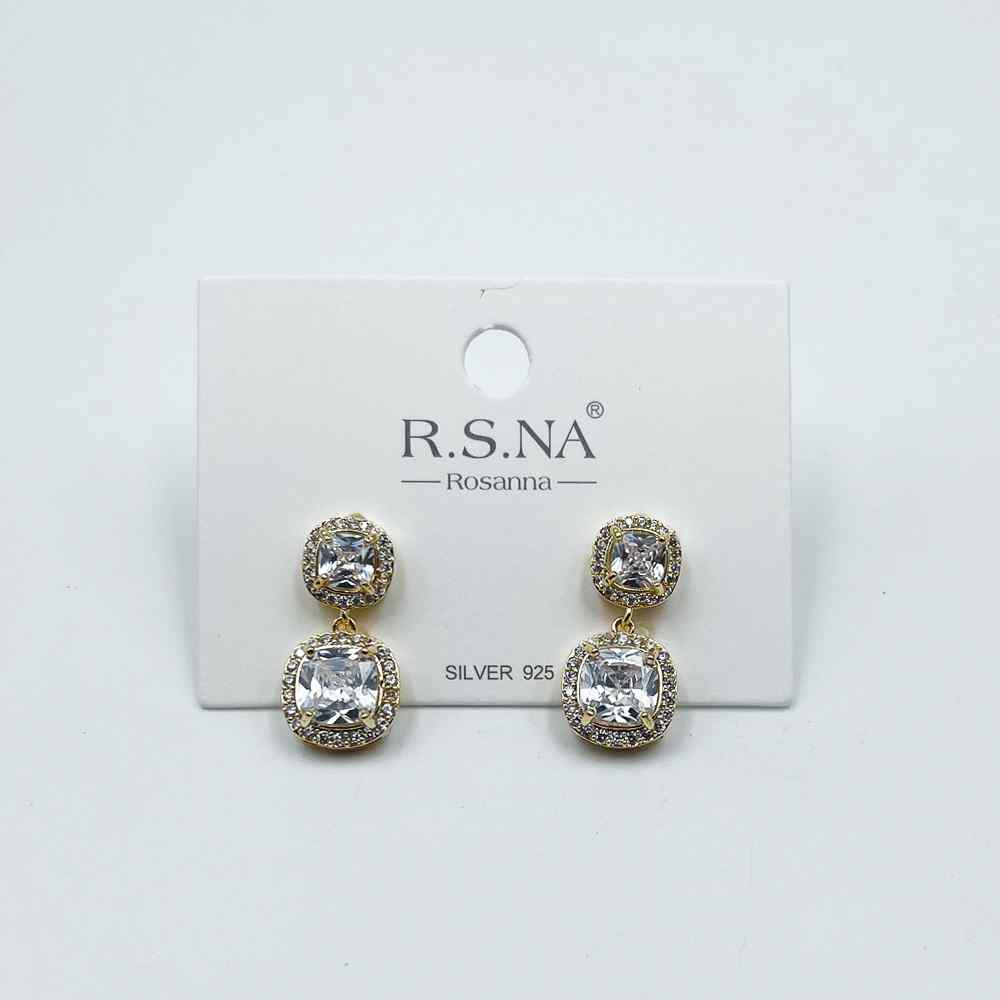 Rosanna Earring Drop Diamond Studs Gold