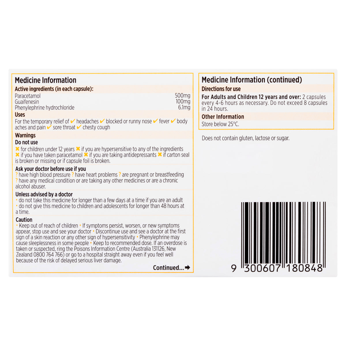 Codral Cold & Flu + Mucus Cough Capsules 24 Pack