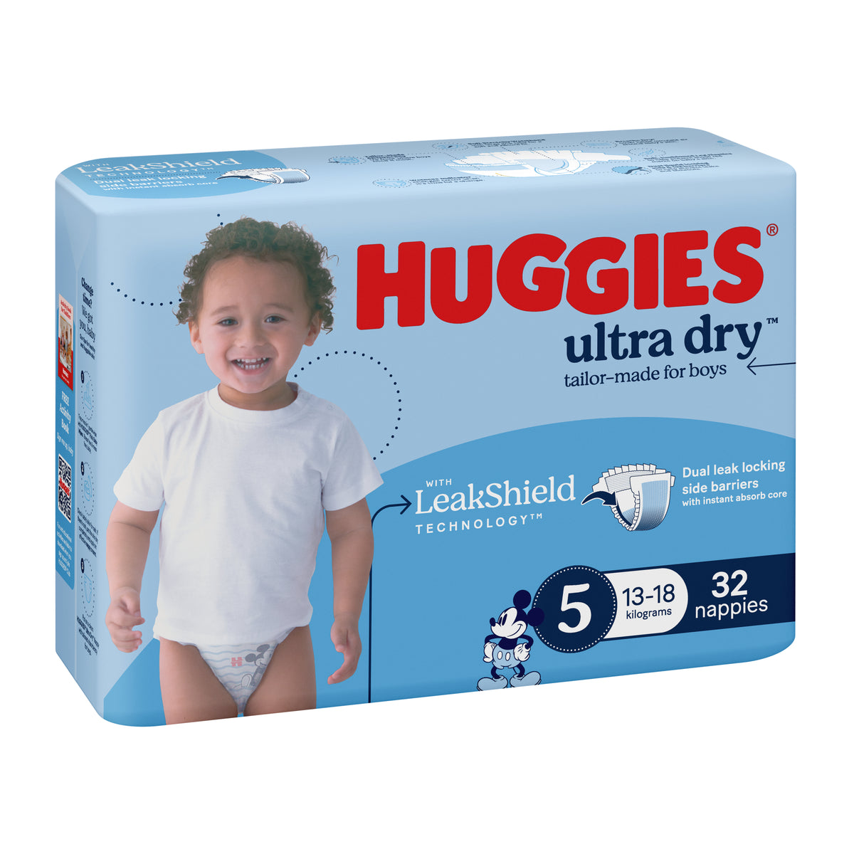 Huggies Ultra Dry Nappies Boys Size 5 (13-18kg) 32 Pack