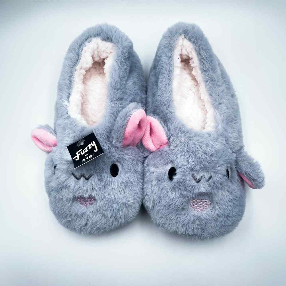 Fuzzy by HB&Co Animal Slippers Size M 1pr