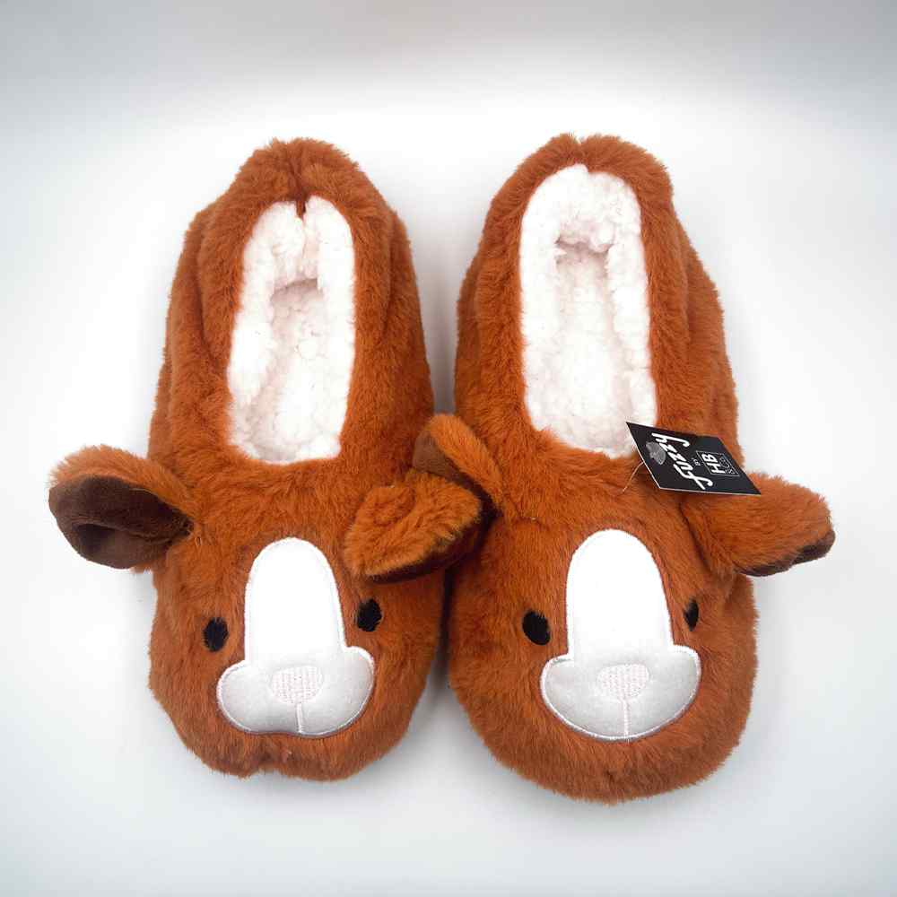 Fuzzy by HB&Co Animal Slippers Size M 1pr