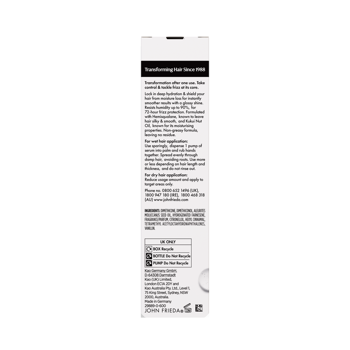 John Frieda Frizz Ease The Hydro Sealer Original Serum 50ml