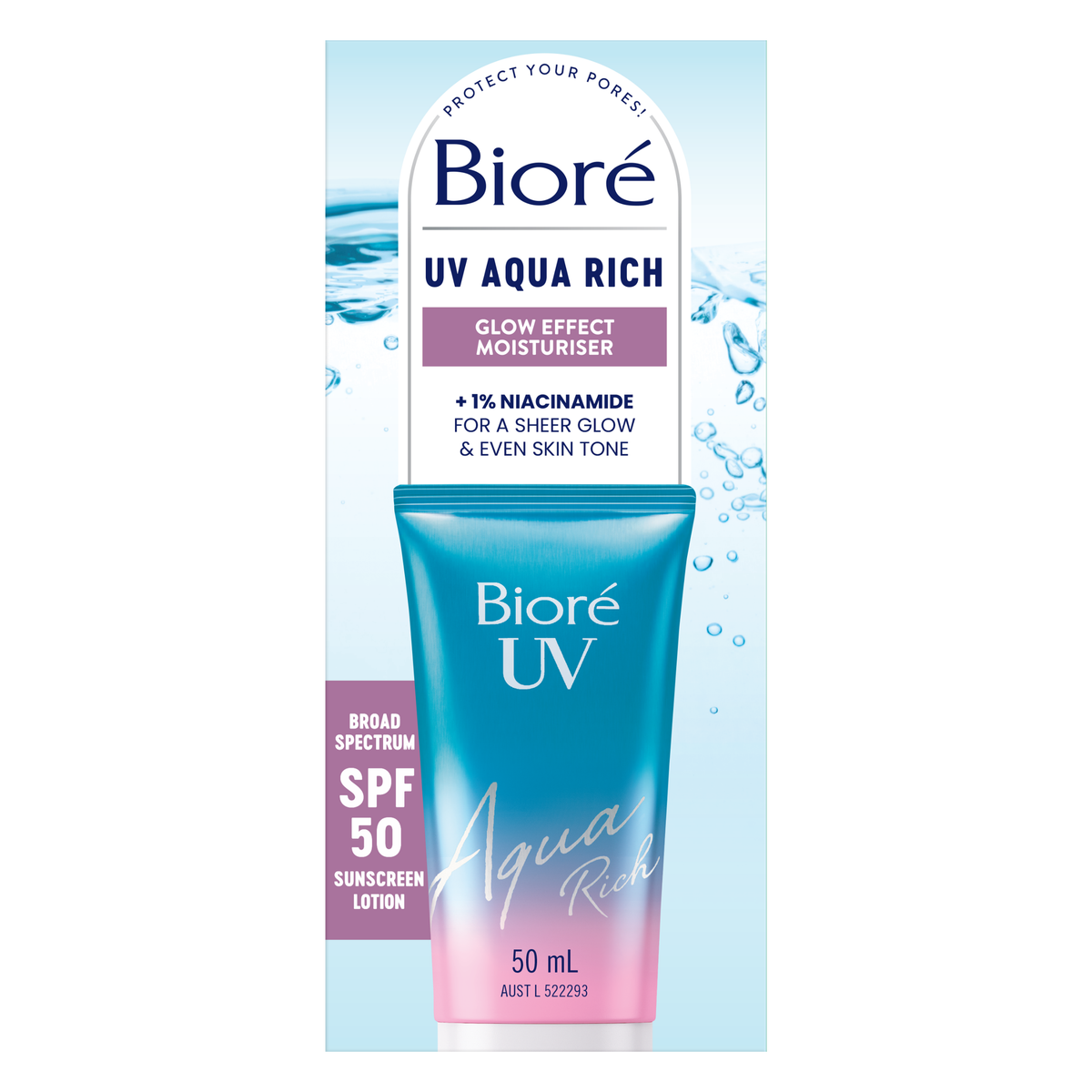 BIORE UV AQUA RICH Glow Enhancing Moisturizer SPF50 50ML