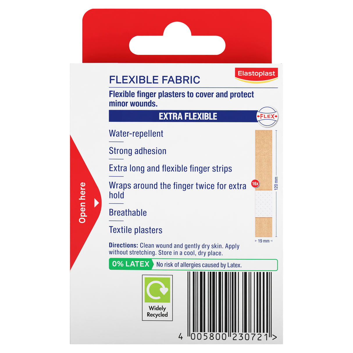 Elastoplast Finger Strips Flexible Fabric 16 Pack