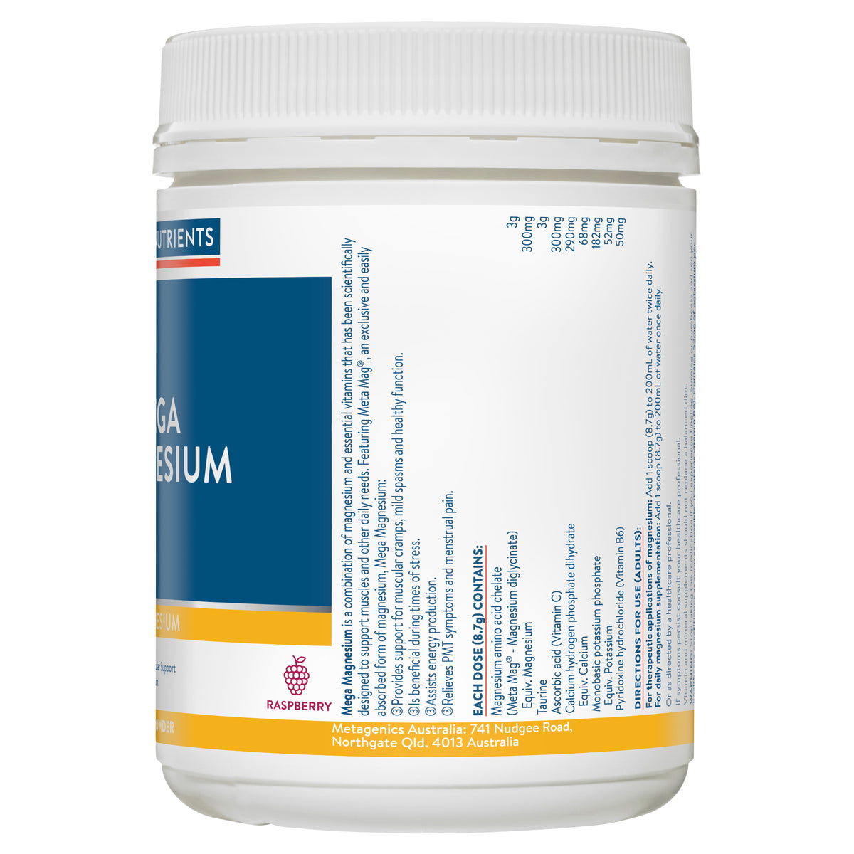 Ethical Nutrients Mega Magnesium Powder - Raspberry Flavour 450g