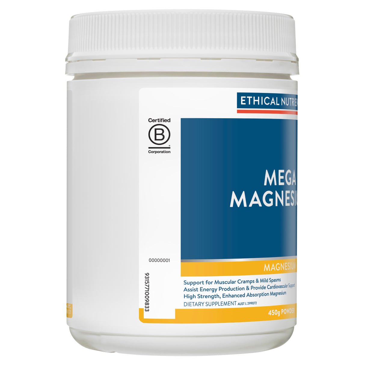 Ethical Nutrients Mega Magnesium Powder - Raspberry Flavour 450g