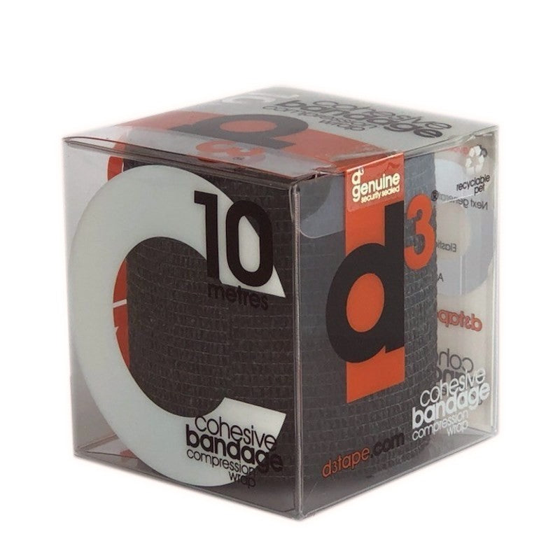 D3 Cohesive Bandage Compression Wrap 75mm x 10M (Black)