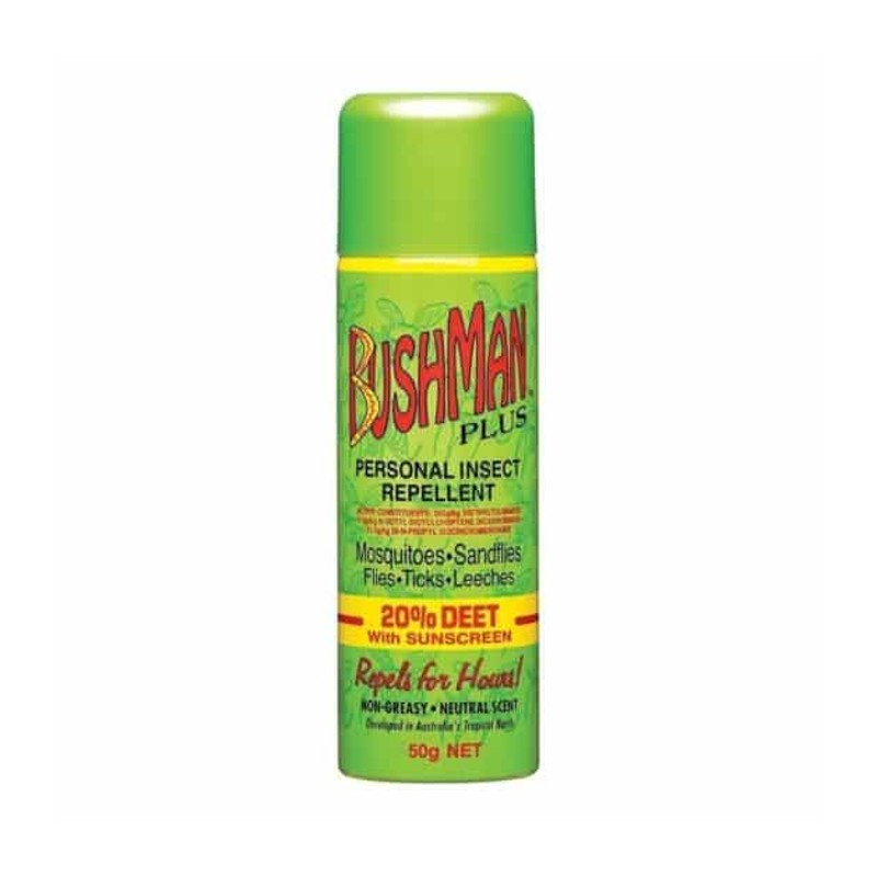 Bushman Plus Aerosol With Sunscreen 20% Deet Insect Repellent 50g