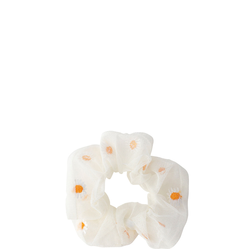 Mini By Mae Elastic Scrunchie Daisy White
