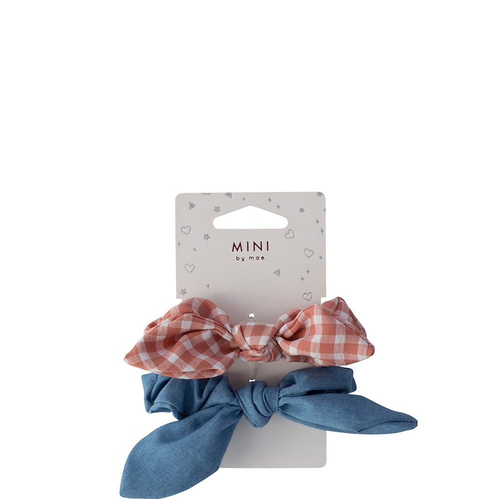 Mini By Mae Elastics Scrunchies Gingham/Chambray (2)