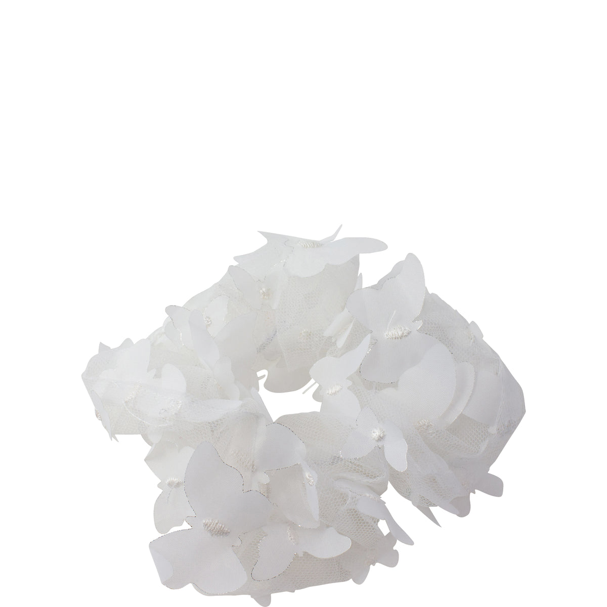 Mini By Mae Elastic Scrunchie Butterfly White