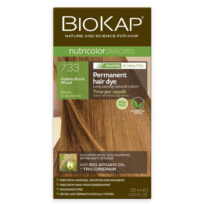 Biokap Delicato Rapid Natural Permanent Hair Colour 7.33 Gold Wheat Blonde 135ml