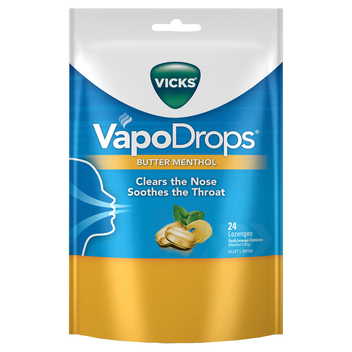 VICKS Vapodrops Butter Menthol Throat Lozenges 24 Pack