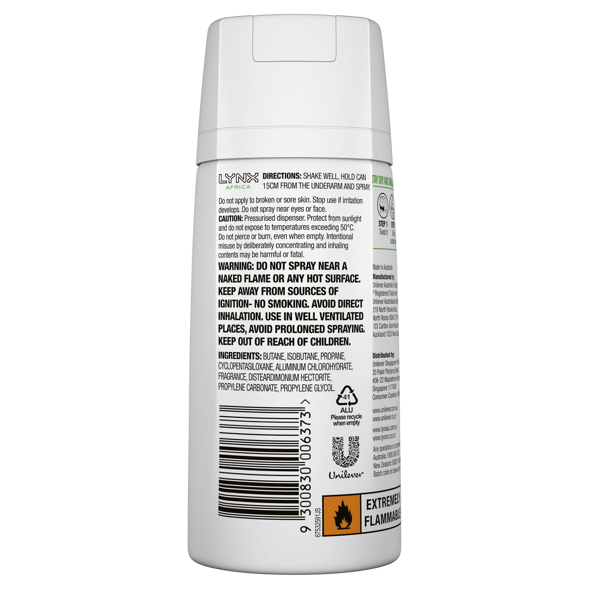 Lynx Men Antiperspirant Aerosol Deodorant Africa 160ml NZ - Bargain Chemist