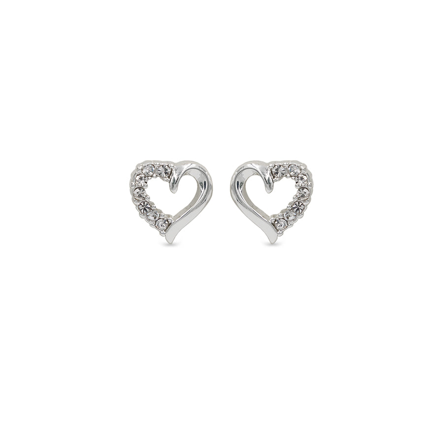 EarSense CH244 Silver Crystal Heart Stud