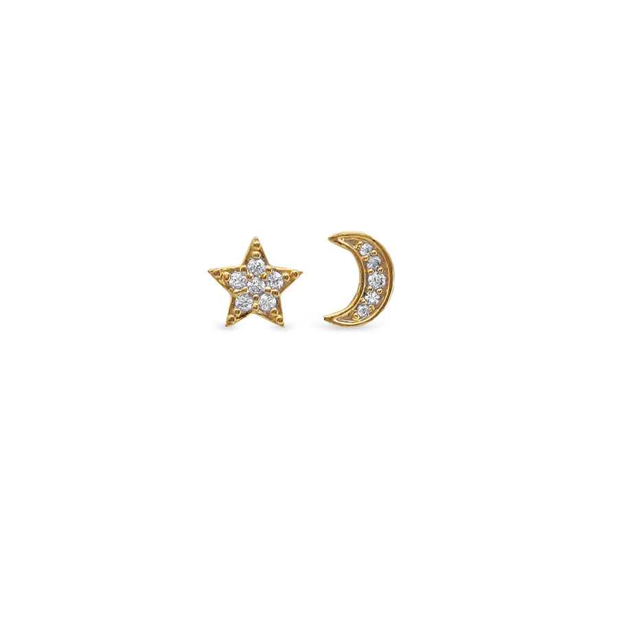 Earsense F387 Gold Sun & Moon Mismatch Studs