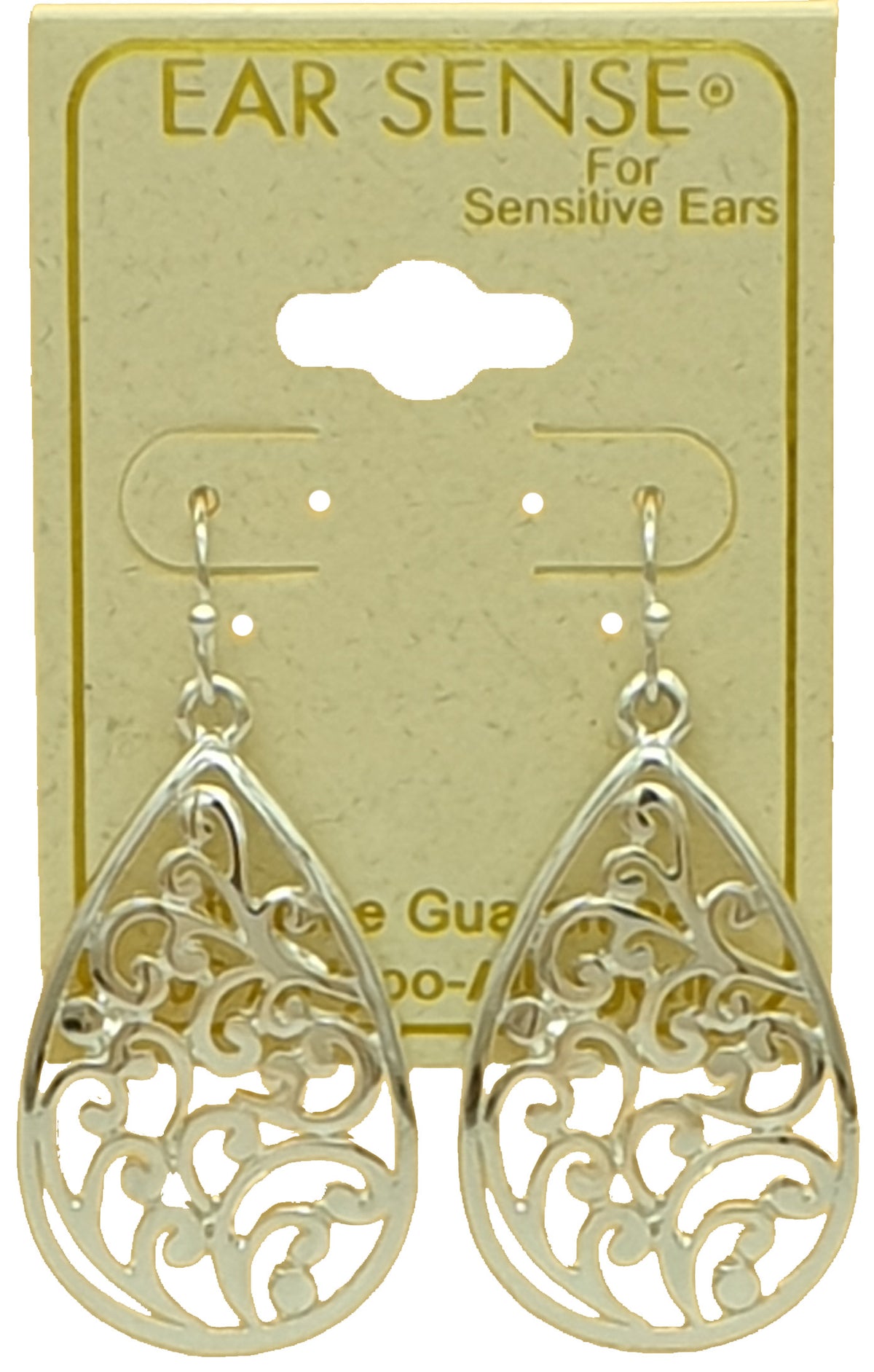 EarSense F398 Silver Filigree Teardrop French Hook