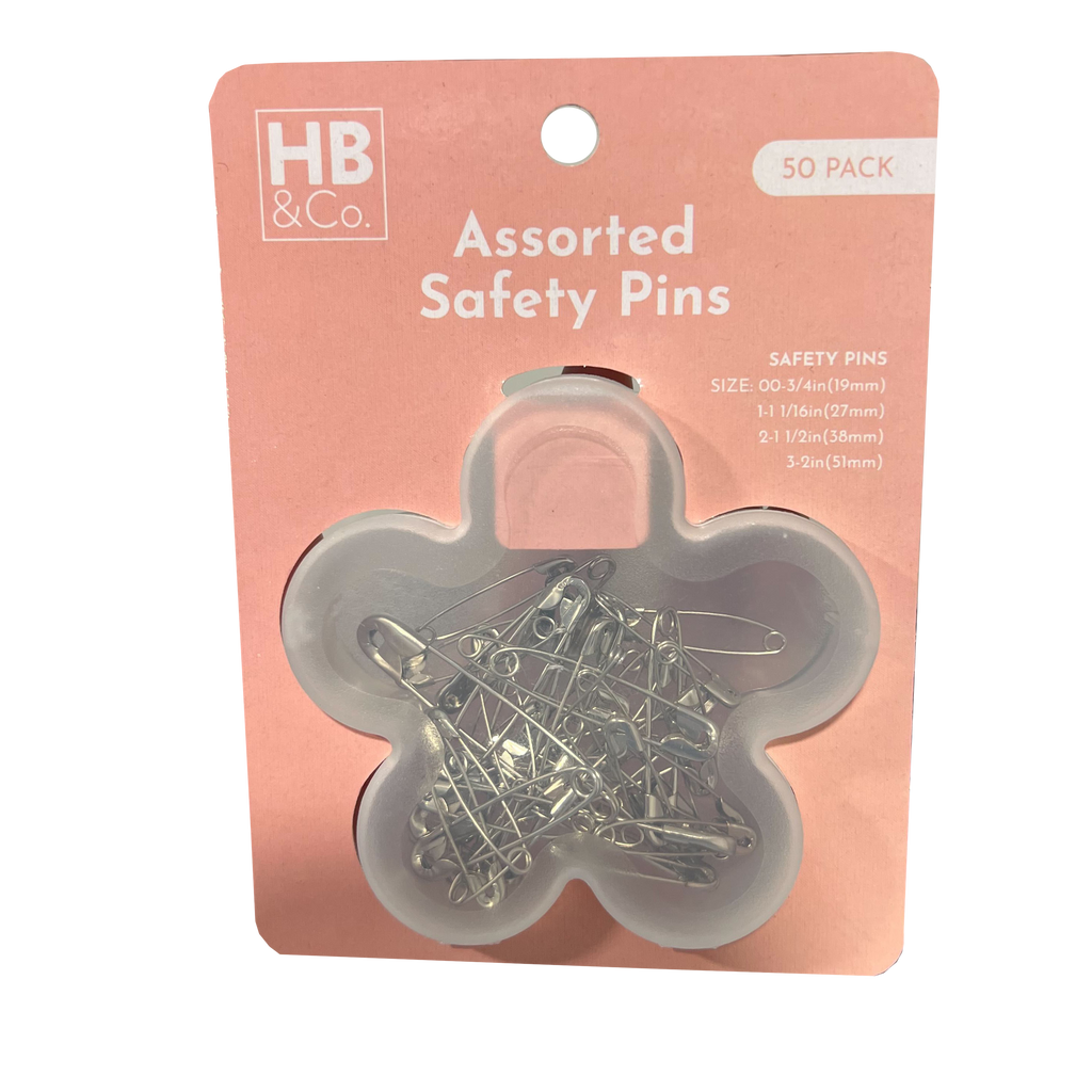 HB&Co. Safety Pins Assorted Sizes 50pk