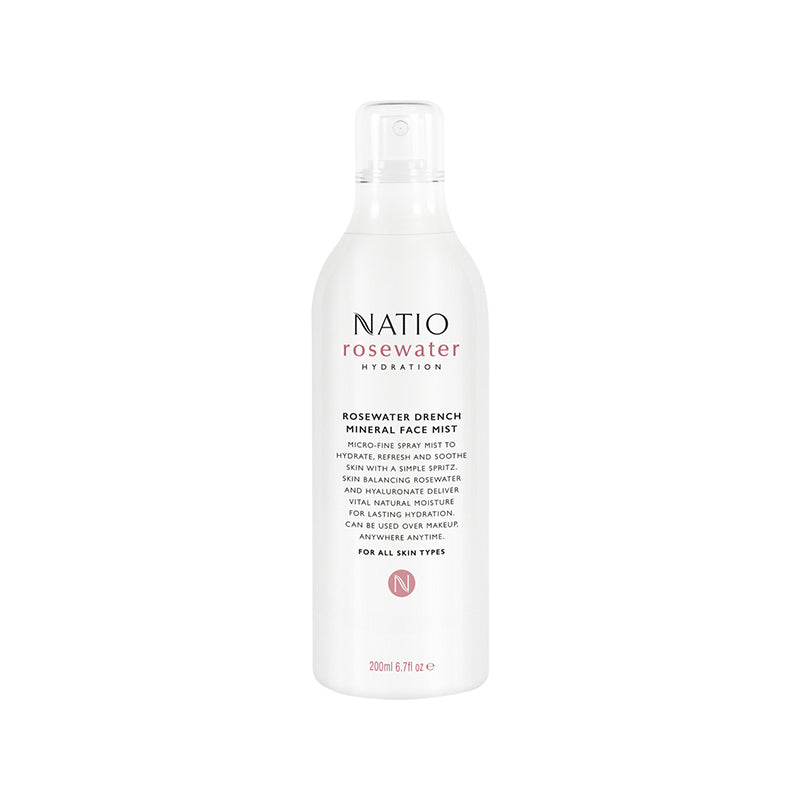 Natio Rosewater Hydration Drench Mineral Face Mist 200ml