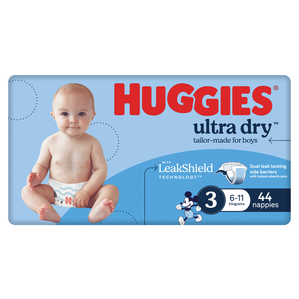 Huggies Nappy Size 3 Boy 44 Pack