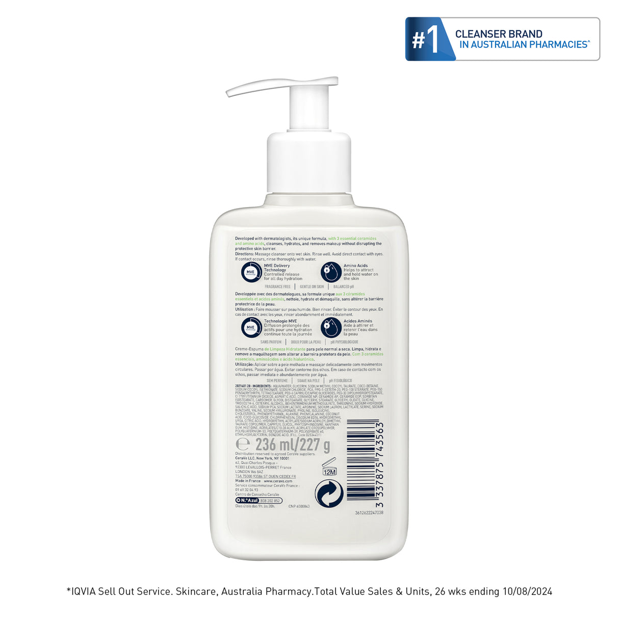 CeraVe Hydrating Cream-to-Foam Cleanser 236ml