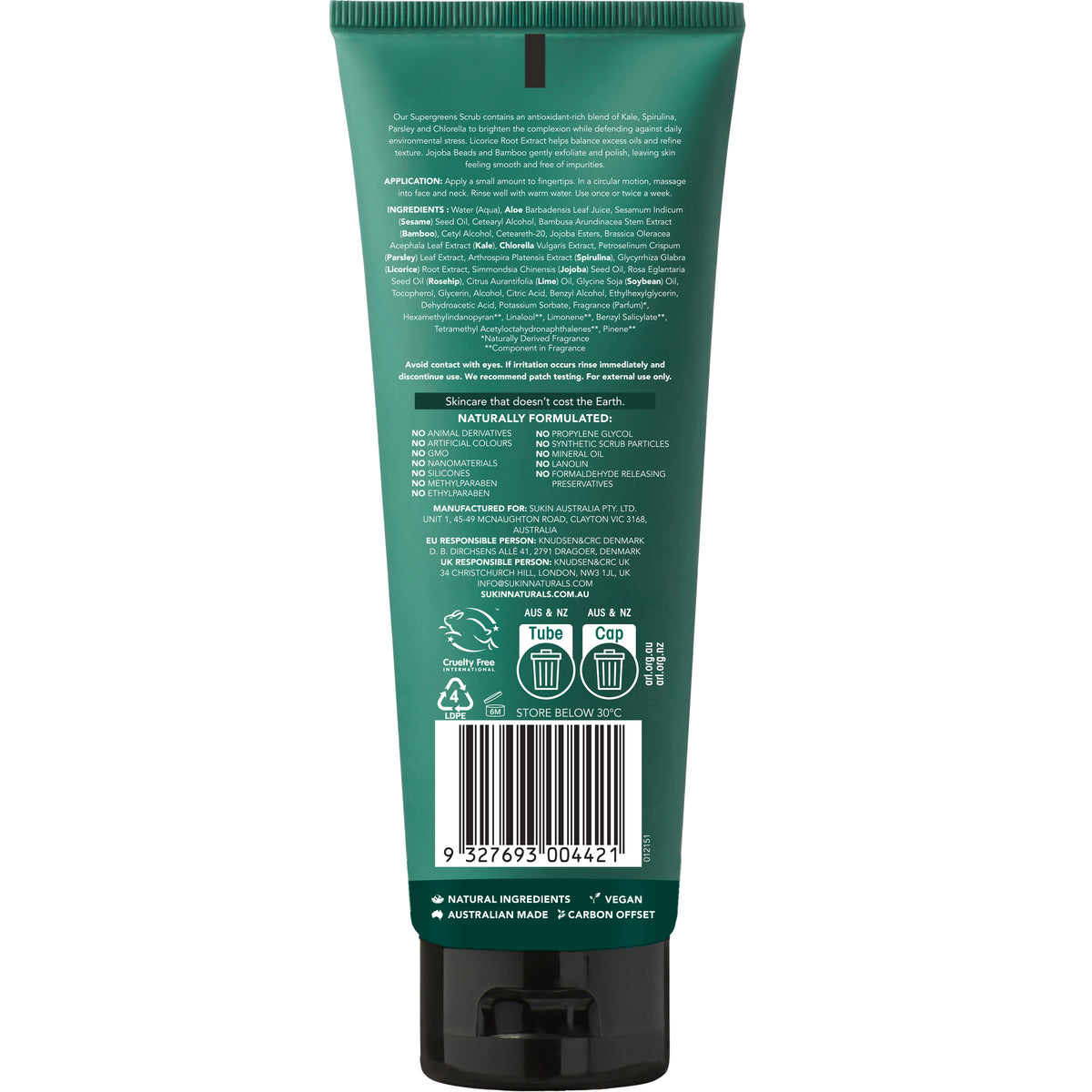 SUKIN SUPERGREENS DETOXIFYING FACIAL SCRUB 125ML