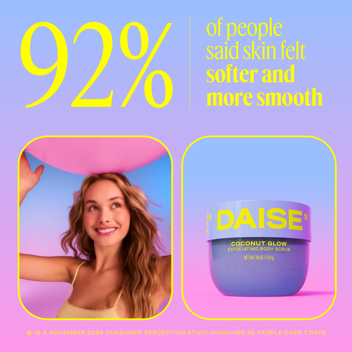 DAISE Exfoliating Body Scrub in Coconut Glow, 18 oz/510 g
