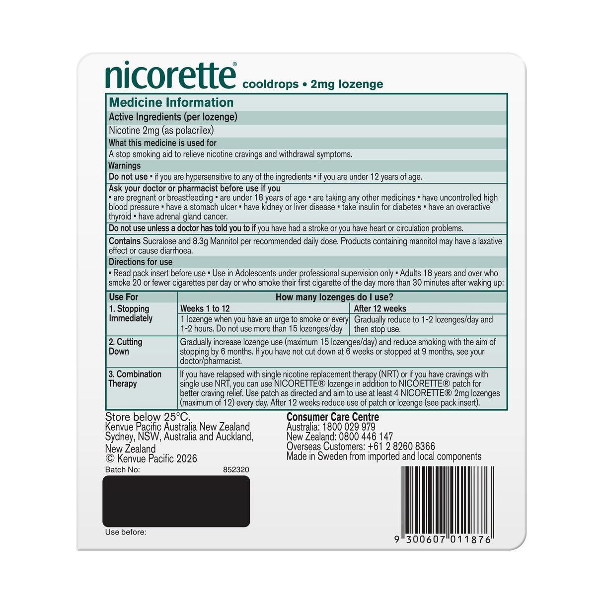 NICORETTE Lozenge Cooldrops 2mg 80