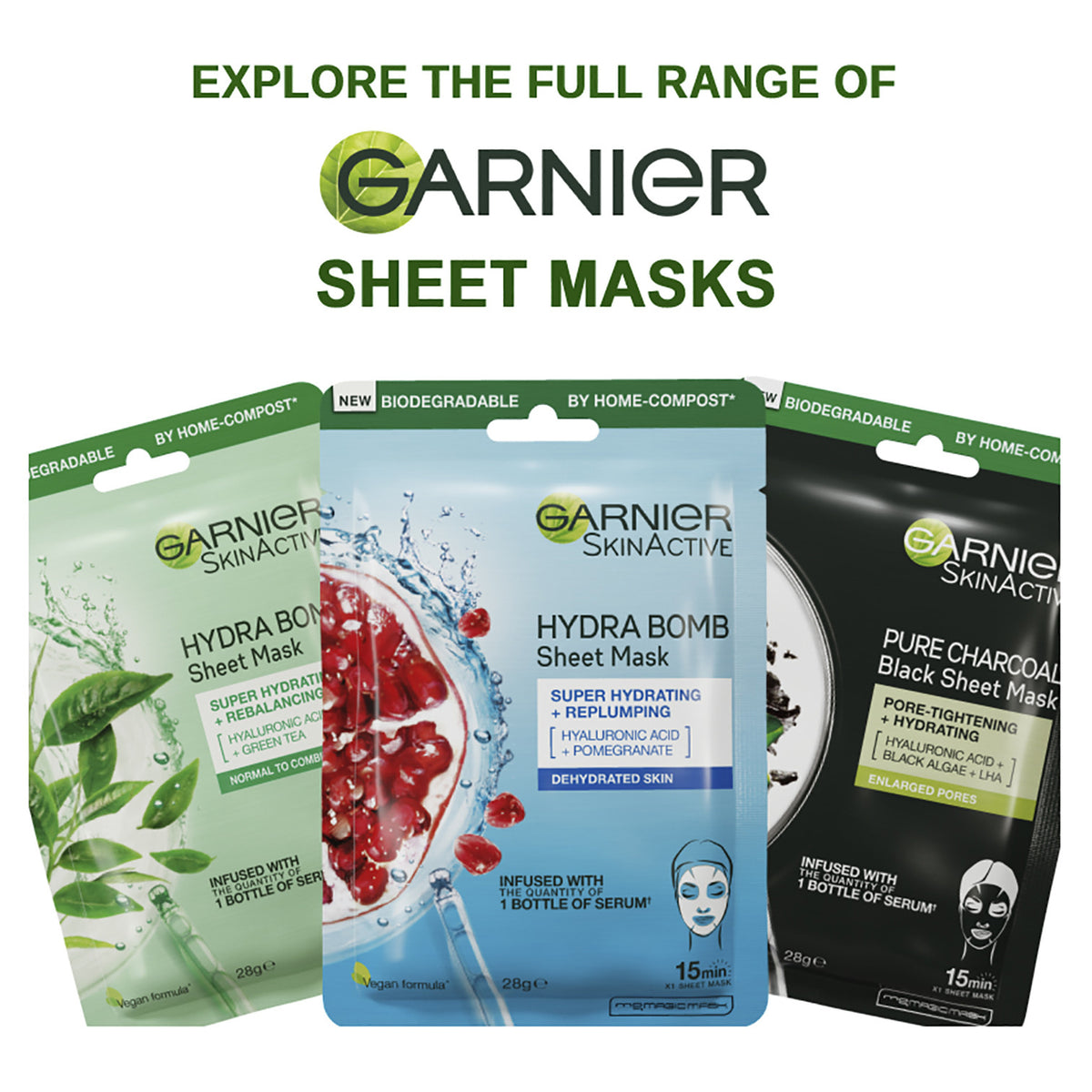 Garnier Pure Charcoal Hyaluronic Acid + Black Algae Sheet Mask 28g