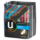 U by Kotex Regular Designer Series Ultrathins With Wings 12 Pack