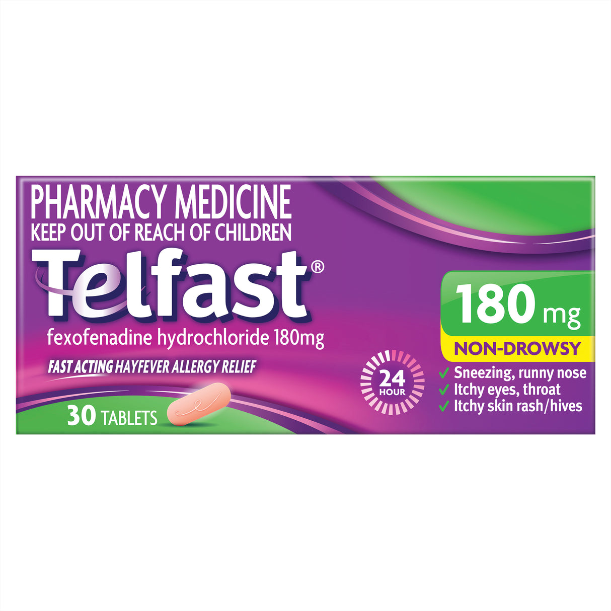 TELFAST  Fast Acting Non Drowsy Hayfever Tablets 180mg 30s