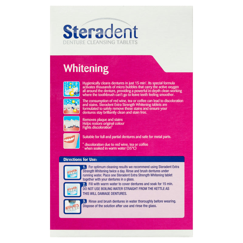 Steradent Denture Cleaning Tablets Extra Strength Intensive Whitening 30 Pack