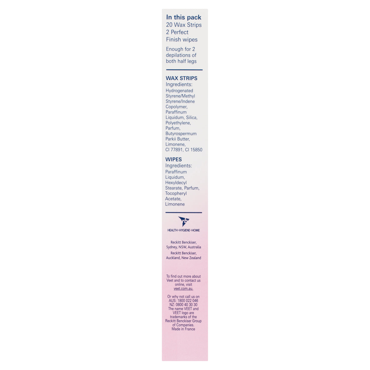 Veet Easy-Gel Legs Wax Strips Shea Butter and Acai Berries Scent