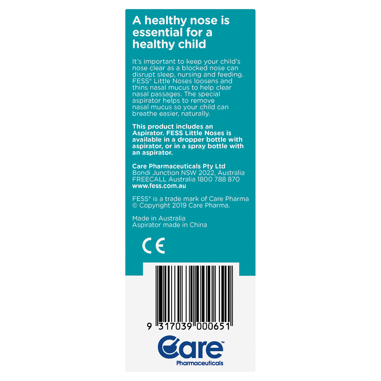FESS Little Noses Saline Nasal Drops + Aspirator 25mL