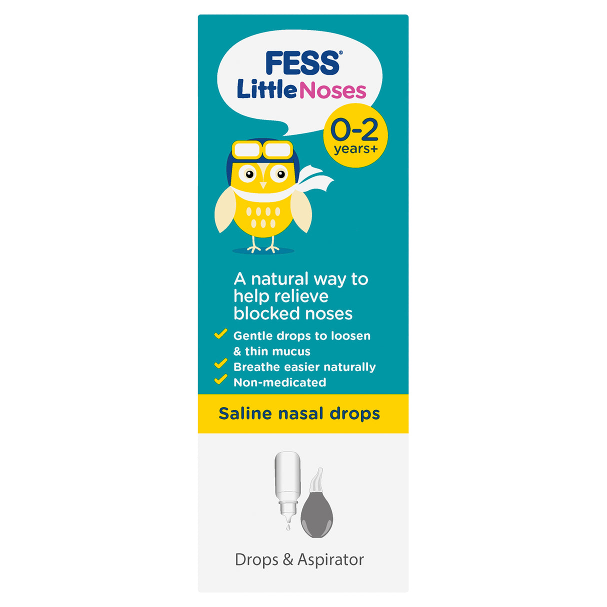 FESS Little Noses Saline Nasal Drops + Aspirator 25mL
