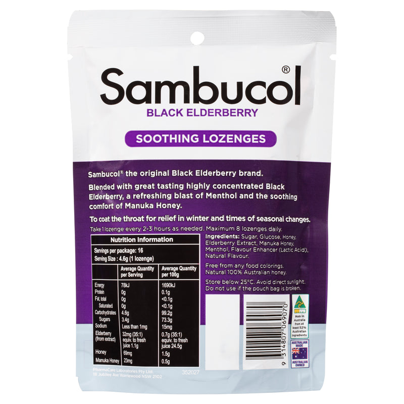 Sambucol Soothing Relief Nose & Throat Lozenge 16s