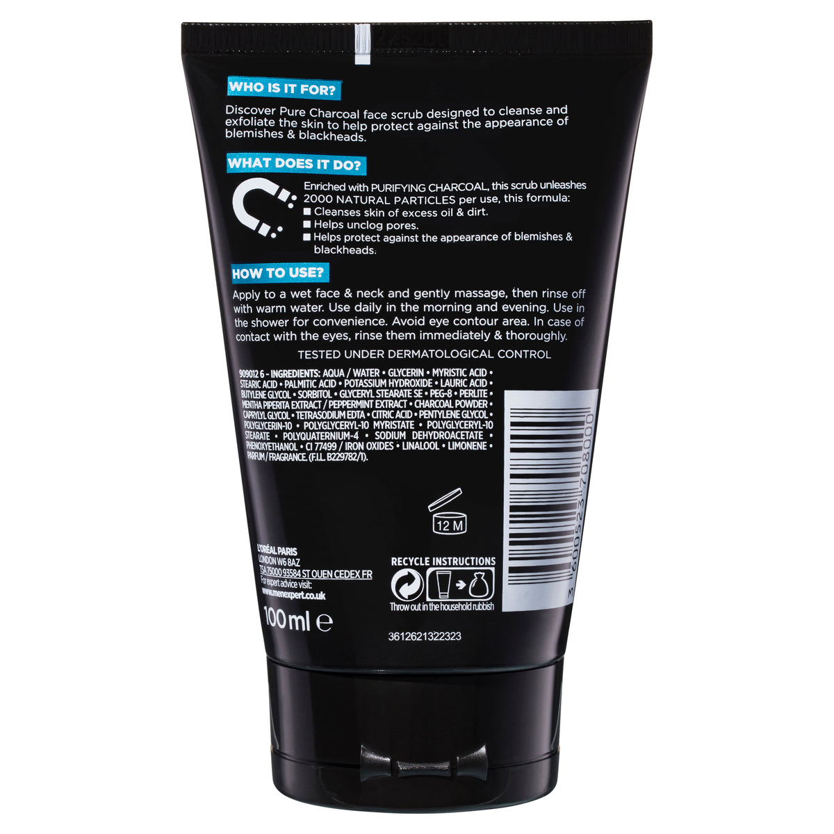 L'Oréal Paris Men Expert Pure Charcoal Anti-Blackhead Daily Face Scrub 100ml