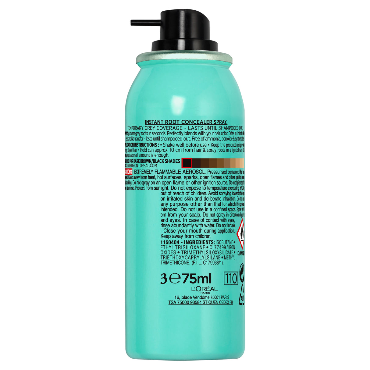 L'Oréal Paris Magic Retouch Temporary Root Concealer Spray - Black (Instant Grey Hair Coverage)