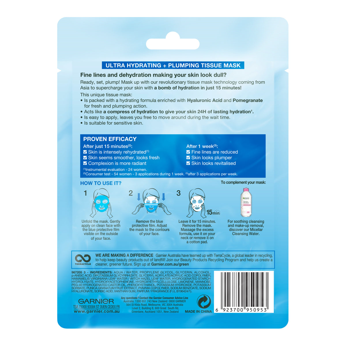 Garnier Hydra Bomb Hyaluronic Acid + Pomegranate Sheet Mask 28g