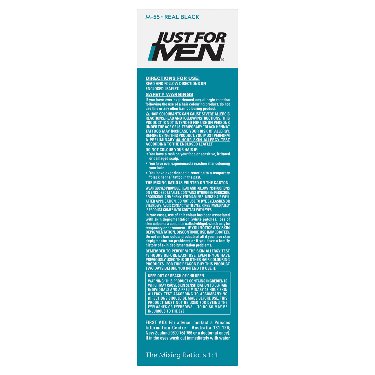 Just For Men Moustache & Beard Brush-In Colour Gel Real Black