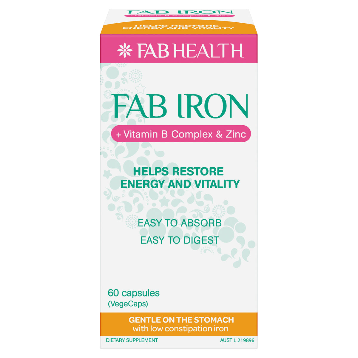 Fab Iron + Vit. B Complex & Zinc 60s