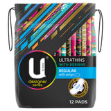 U by Kotex Regular Designer Series Ultrathins With Wings 12 Pack