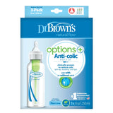 Dr. Brown's 250ml Narrow Neck Feeding Bottle Level 1 Teat 3pk