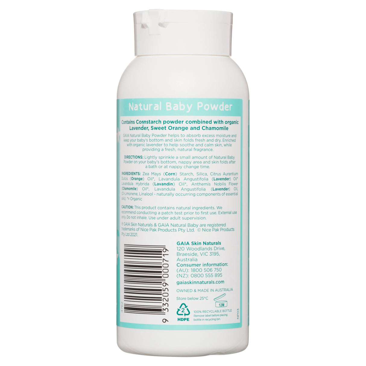 GAIA Talc Free Natural Baby Powder 200g