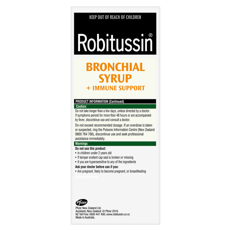 Robitussin Bronchial Syrup + Immune Support Honey-Lemon 200mL